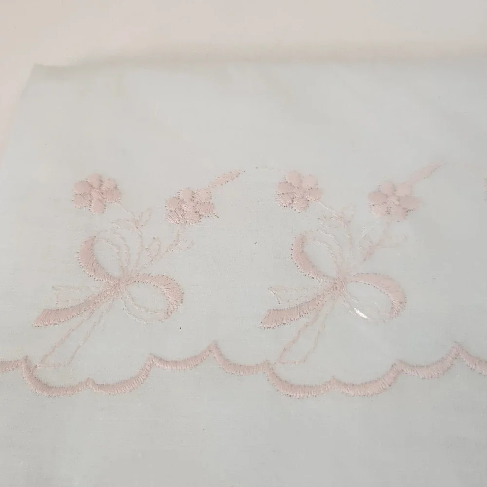 Vtg 1960s Penneys Fashion Manor Embroidered Pillowcases NOS NIP Peach Bow Cotton